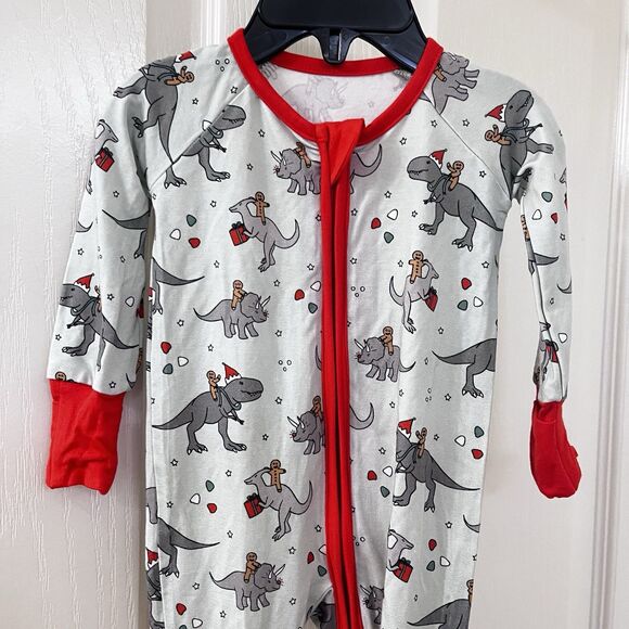 Sunshine Luckies Christmas Dinosaurs Gingerbead Men Bamboo Zippy 0-3 Months - Picture 3 of 12